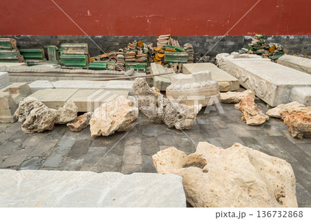 Historic Steles at Temple of Ancient Monarchs in Xicheng District in Beijing, China 136732868