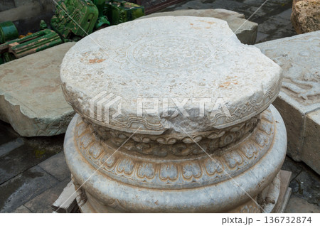 Historic Stele at Temple of Ancient Monarchs in Xicheng District in Beijing, China 136732874