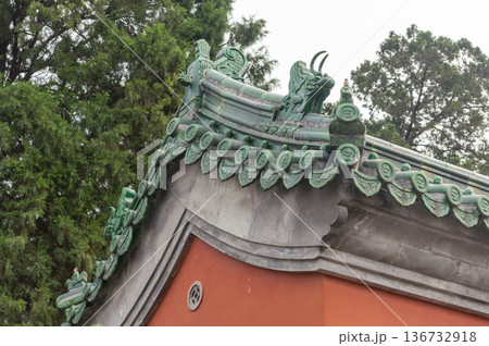 Rooftop decorations at the Temple of Ancient Monarchs in Xicheng District in Beijing, China Rooftop decorations at the Temple of Ancient Monarchs in Xicheng District in Beijing, China 136732918
