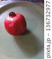 Single, Ripe, Red Pomegranate Fruit 136732977