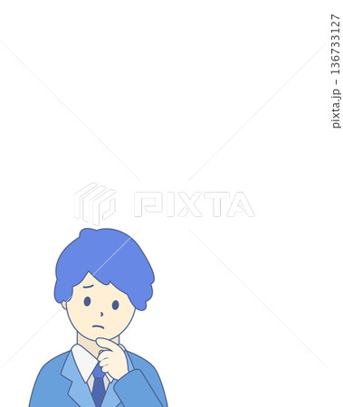 困っているビジネスマンのイラスト 悩む男性 上半身 困っているビジネスマンのイラスト 悩む男性 上半身 136733127