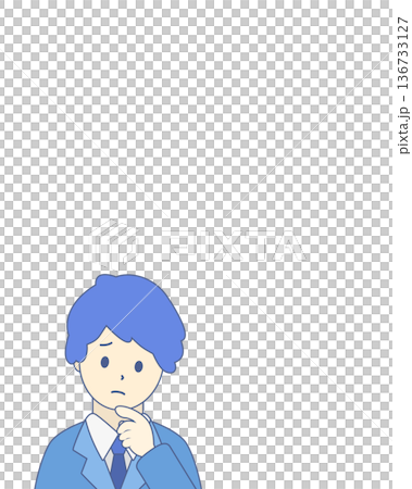 困っているビジネスマンのイラスト 悩む男性 上半身 困っているビジネスマンのイラスト 悩む男性 上半身 136733127