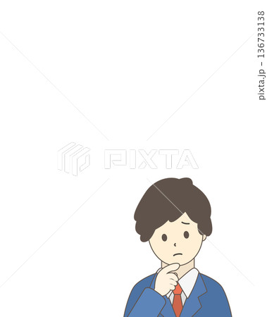 困っているビジネスマンのイラスト 悩む男性 上半身 困っているビジネスマンのイラスト 悩む男性 上半身 136733138