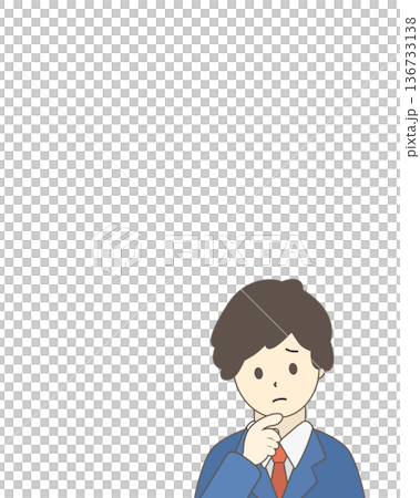 Illustration of a troubled businessman, worried man, upper body Illustration of a troubled businessman, worried man, upper body 136733138