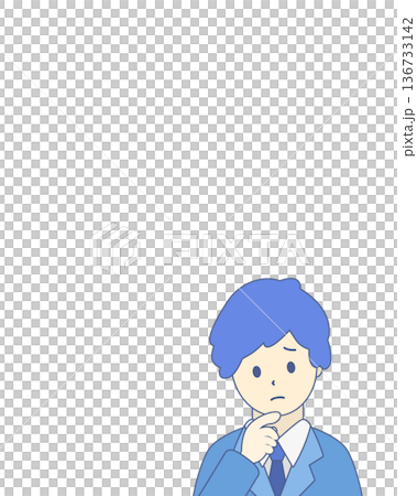 Illustration of a troubled businessman, worried man, upper body Illustration of a troubled businessman, worried man, upper body 136733142