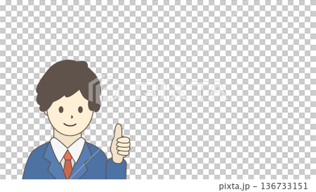 Business person illustration of a man in a suit giving a thumbs up OK sign (with space) Business person illustration of a man in a suit giving a thumbs up OK sign (with space) 136733151