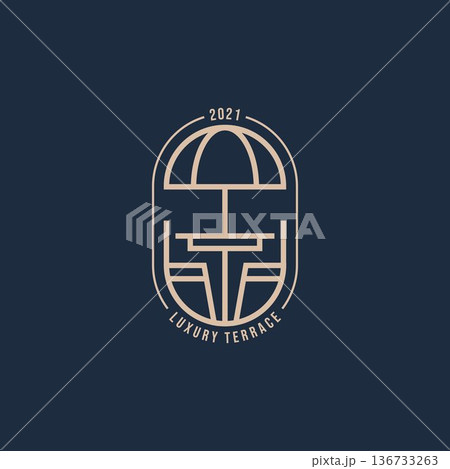 minimalist terrace luxury line art logo template vector illustration design 136733263