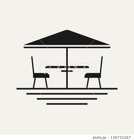 terrace cafe simple line art logo icon template vector illustration design 136733267