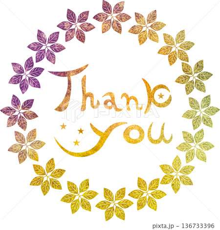 綺麗な水彩模様のThank you!のアイコンのイメージのイラスト 136733396
