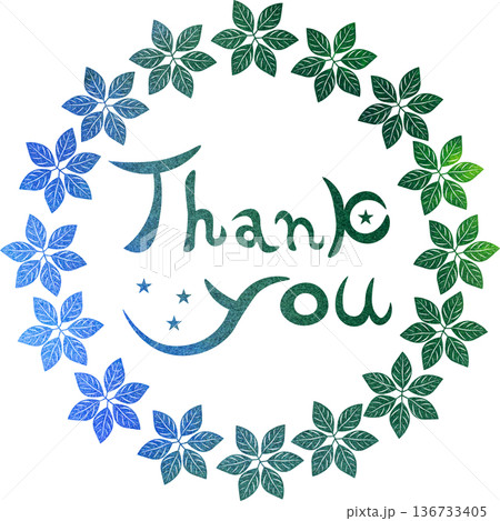 綺麗な水彩模様のThank you!のアイコンのイメージのイラスト 136733405