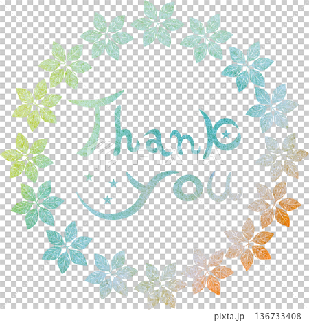 綺麗な水彩模様のThank you!のアイコンのイメージのイラスト 綺麗な水彩模様のThank you!のアイコンのイメージのイラスト 136733408