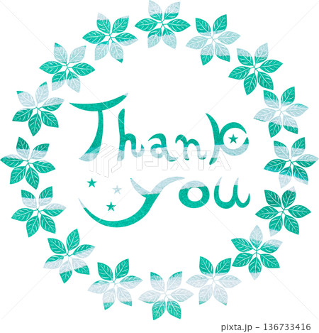綺麗な水彩模様のThank you!のアイコンのイメージのイラスト 綺麗な水彩模様のThank you!のアイコンのイメージのイラスト 136733416