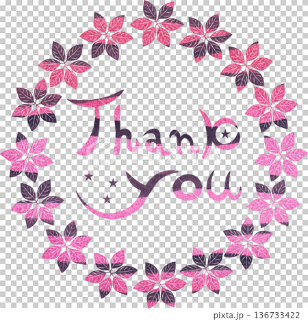 綺麗な水彩模様のThank you!のアイコンのイメージのイラスト 綺麗な水彩模様のThank you!のアイコンのイメージのイラスト 136733422