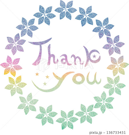 綺麗な水彩模様のThank you!のアイコンのイメージのイラスト 綺麗な水彩模様のThank you!のアイコンのイメージのイラスト 136733431