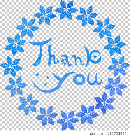 綺麗な水彩模様のThank you!のアイコンのイメージのイラスト 136733453