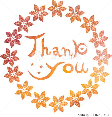 綺麗な水彩模様のThank you!のアイコンのイメージのイラスト 綺麗な水彩模様のThank you!のアイコンのイメージのイラスト 136733454