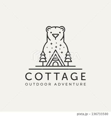 cottage bear minimalist line art logo icon design cottage bear minimalist line art logo icon design 136733580