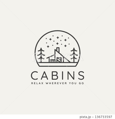winter lodge cabin minimalist line art badge logo winter lodge cabin minimalist line art badge logo 136733597