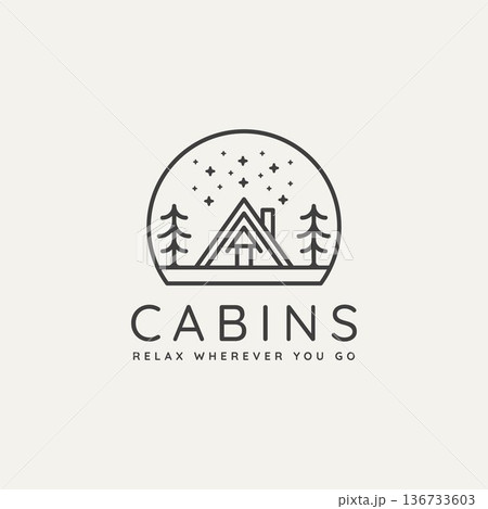 winter housing cabin minimalist line art logo icon 136733603