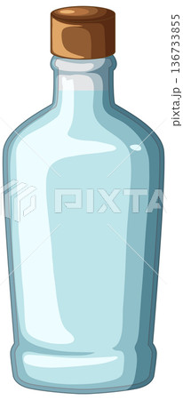Clear Glass Bottle with Wooden Cap Vector Illustration Clear Glass Bottle with Wooden Cap Vector Illustration 136733855
