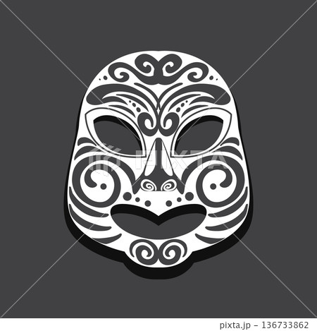 Tribal Patterned Mask Vector on Dark Background Tribal Patterned Mask Vector on Dark Background 136733862