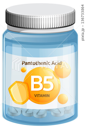 Vitamin B5 Pantothenic Acid Supplement Bottle Illustration Vitamin B5 Pantothenic Acid Supplement Bottle Illustration 136733864
