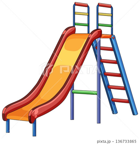 Colorful Playground Slide with Ladder in Vector Style 136733865
