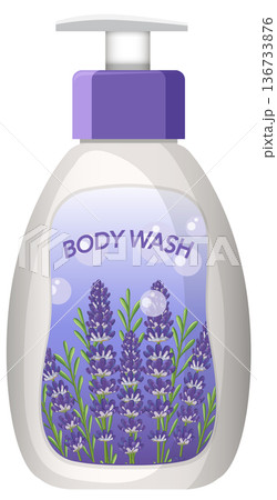 Lavender Body Wash Bottle with Pump Dispenser 136733876