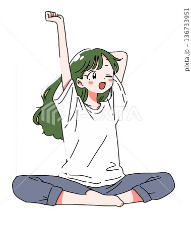 ストレッチしている女の子 136733951