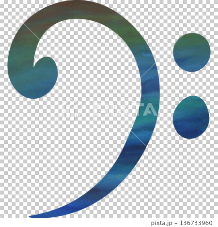 Beautiful watercolor bass clef image illustration Beautiful watercolor bass clef image illustration 136733960