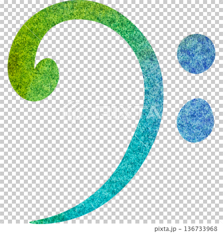 Beautiful watercolor bass clef image illustration Beautiful watercolor bass clef image illustration 136733968