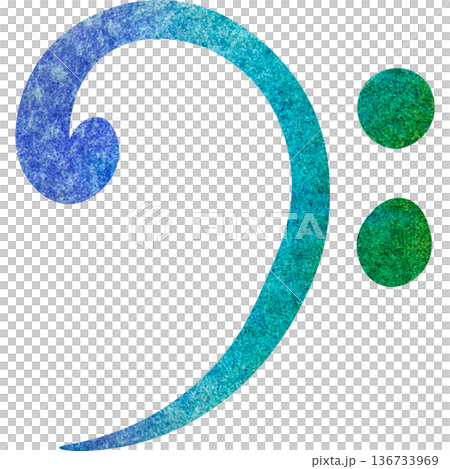Beautiful watercolor bass clef image illustration Beautiful watercolor bass clef image illustration 136733969
