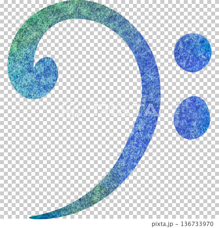 Beautiful watercolor bass clef image illustration Beautiful watercolor bass clef image illustration 136733970