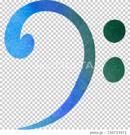 Beautiful watercolor bass clef image illustration Beautiful watercolor bass clef image illustration 136733971