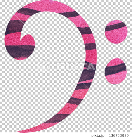 Beautiful watercolor bass clef image illustration 136733989