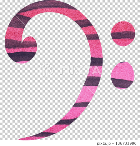 Beautiful watercolor bass clef image illustration 136733990
