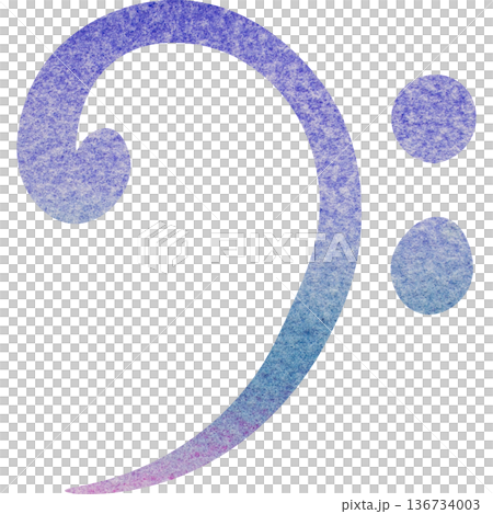 Beautiful watercolor bass clef image illustration 136734003