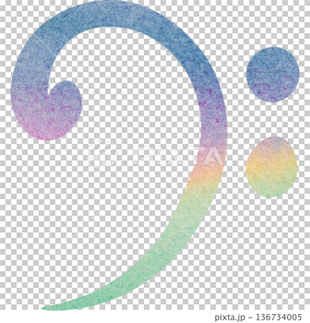 美麗的水彩低音譜號圖像插圖 136734005