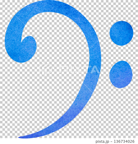 Beautiful watercolor bass clef image illustration Beautiful watercolor bass clef image illustration 136734026