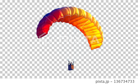 青空に浮かぶカラフルなパラシュートのイラスト 136734733