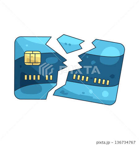 Illustration of broken credit card Illustration of broken credit card 136734767