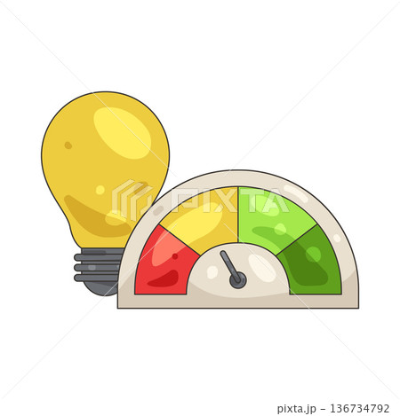 Illustration of performance meter with an idea Illustration of performance meter with an idea 136734792