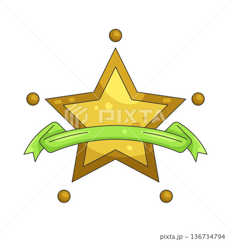 Illustration of star with a ribbon Illustration of star with a ribbon 136734794