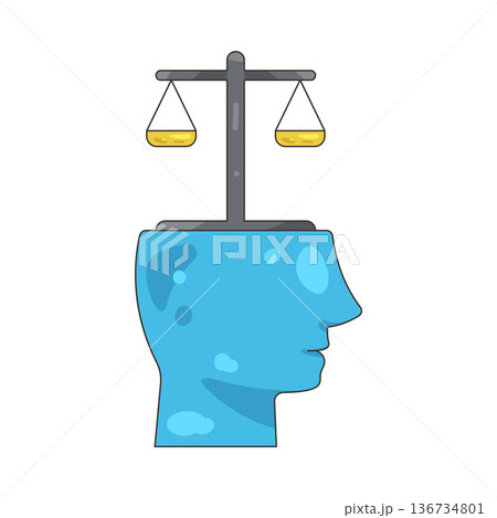 Illustration of balanced thinking brain 136734801