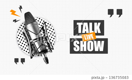 Podcast features live discussions about various topics in a talk show format Podcast features live discussions about various topics in a talk show format 136735083