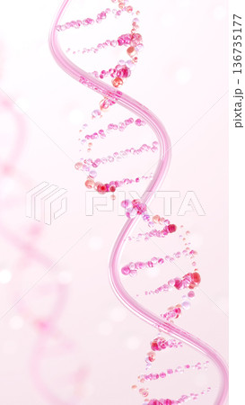 再生医療と美容科学の融合、水滴とガラスが織りなすピンクの遺伝子DNAイラスト 再生医療と美容科学の融合、水滴とガラスが織りなすピンクの遺伝子DNAイラスト 136735177