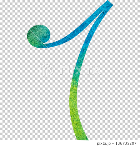 綺麗な水彩模様の8分休符のアイコンのイメージのイラスト 136735207