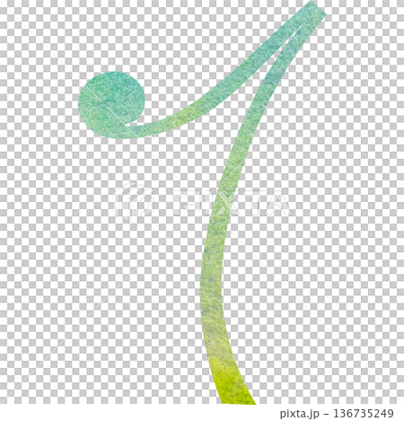 綺麗な水彩模様の8分休符のアイコンのイメージのイラスト 綺麗な水彩模様の8分休符のアイコンのイメージのイラスト 136735249