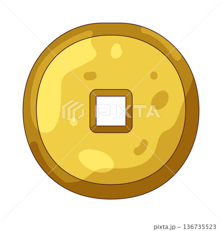 Illustration of Chinese gold coin 136735523