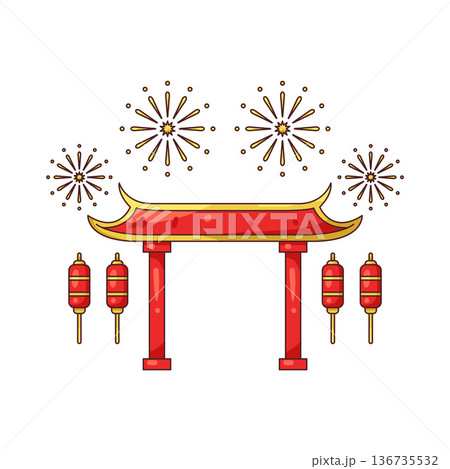 Illustration of torii gate 136735532